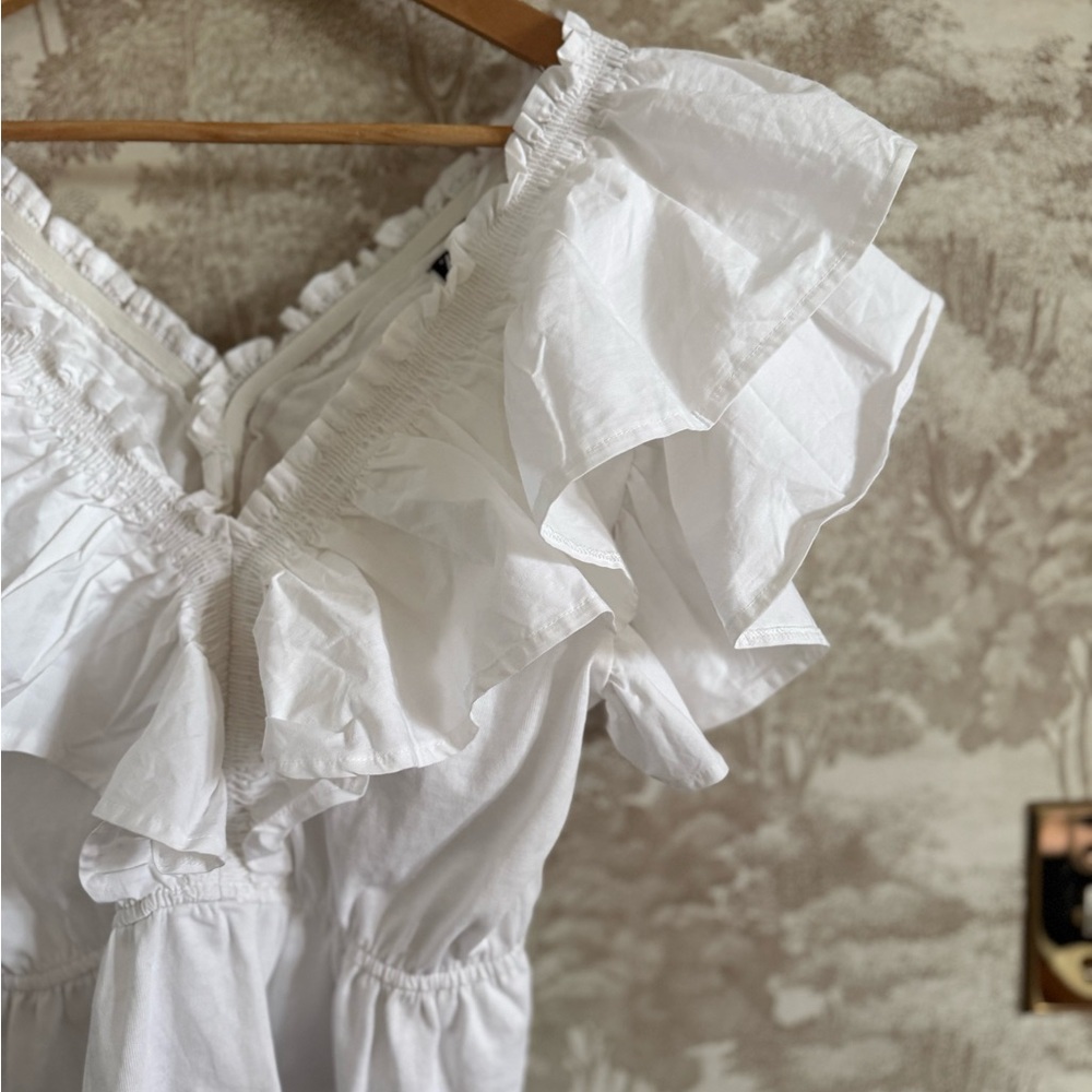 Zara White Off-Shoulder Ruffle Blouse, 100% cotton - Picture 2 of 9